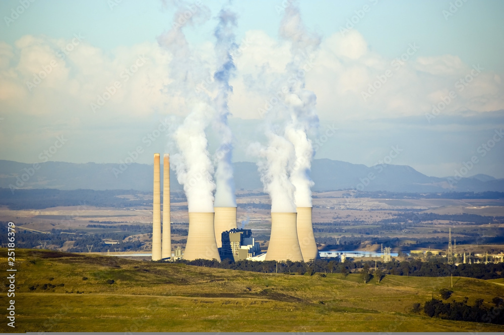 Smoke stacks at a coal fired power station Smoke stacks at a coal fired power station