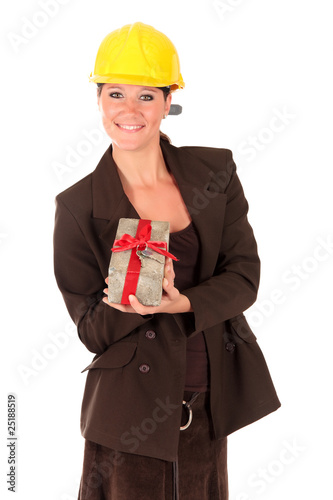 Smiling female building contractor