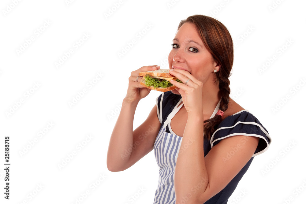 Woman salad sandwich