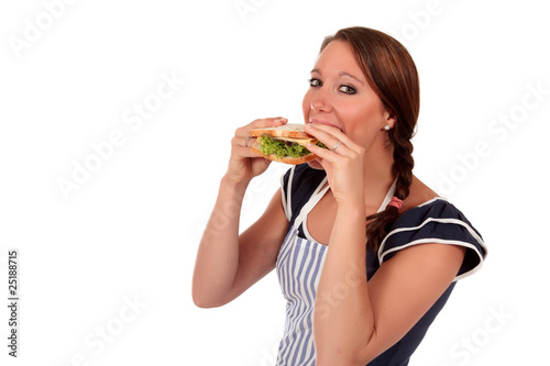 Woman salad sandwich