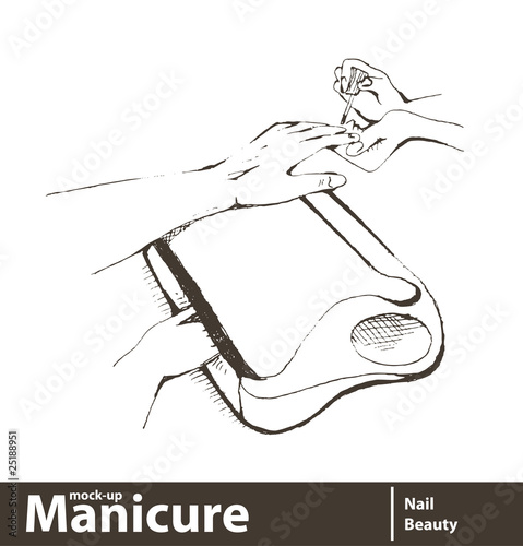 Vector illustration. A woman is getting manicure