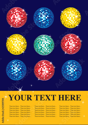 Vector design sample with multicolor shining discoballs
