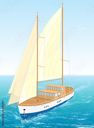Sea ship. Vector Illustration. EPS8.