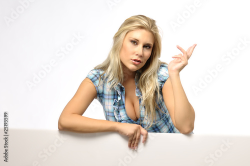 Blond woman in blouse