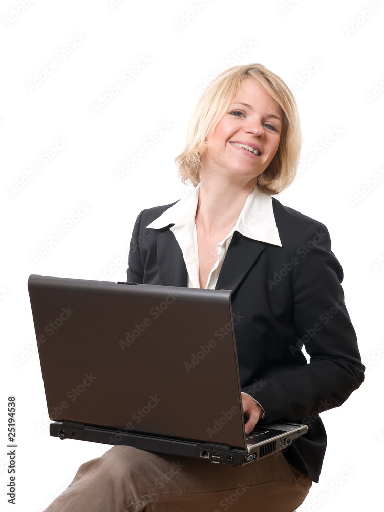 young smiling businesswoman working with laptop young smiling businesswoman working with laptop