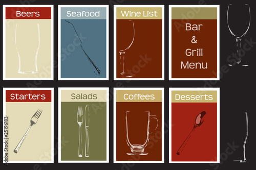 bar and grill menu set