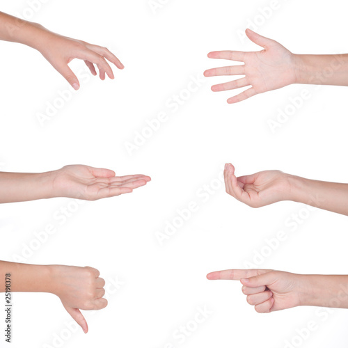 Hand gestures set, isolated on white