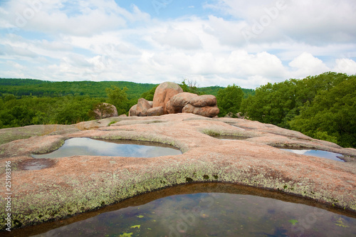 Pools of water at Elephant Rocks State Park in Missouri.