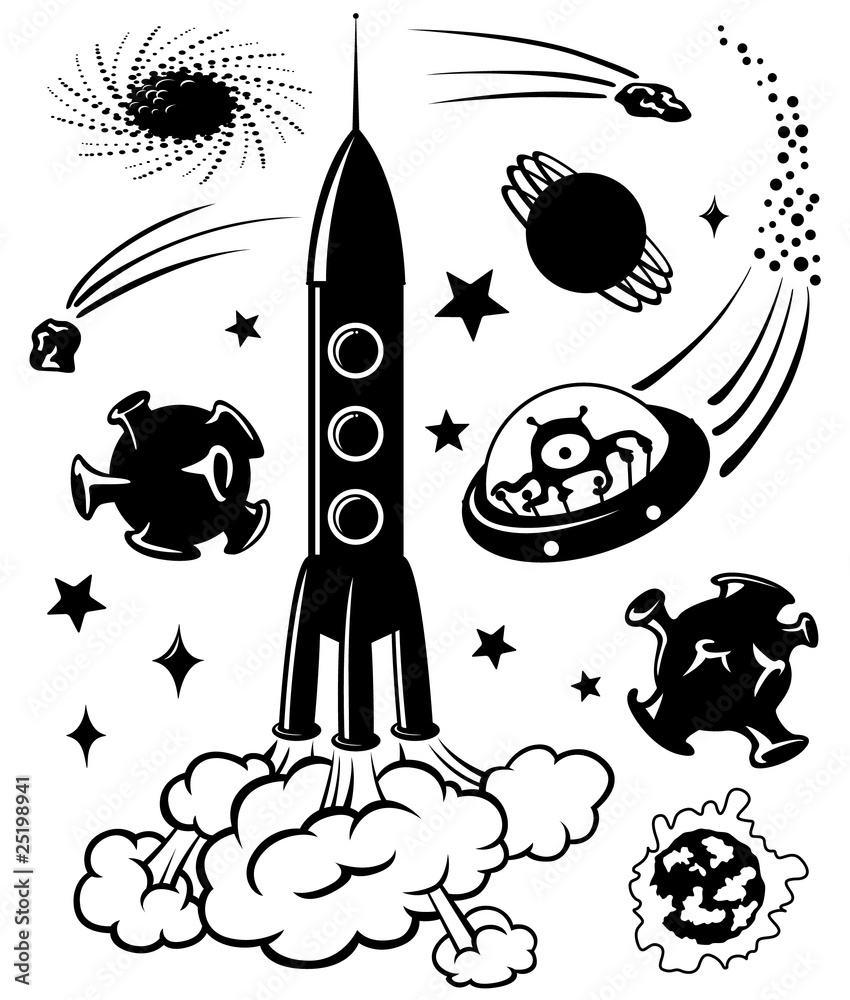Naklejka premium space silhouettes