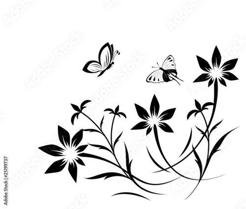 Abstract flower pattern with butterfly