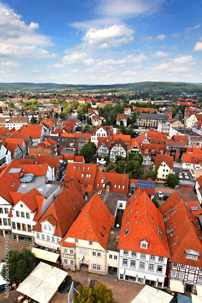 Obraz premium Blick auf Hameln von der Marktkirche, Niedersachsen/Deutschland