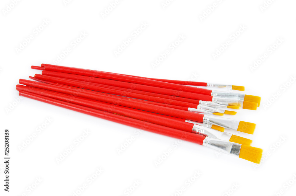 Red art brushes isolated on the white background Red art brushes isolated on the white background