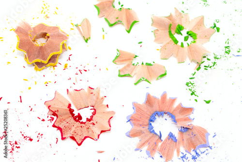 Colored pencil shavings