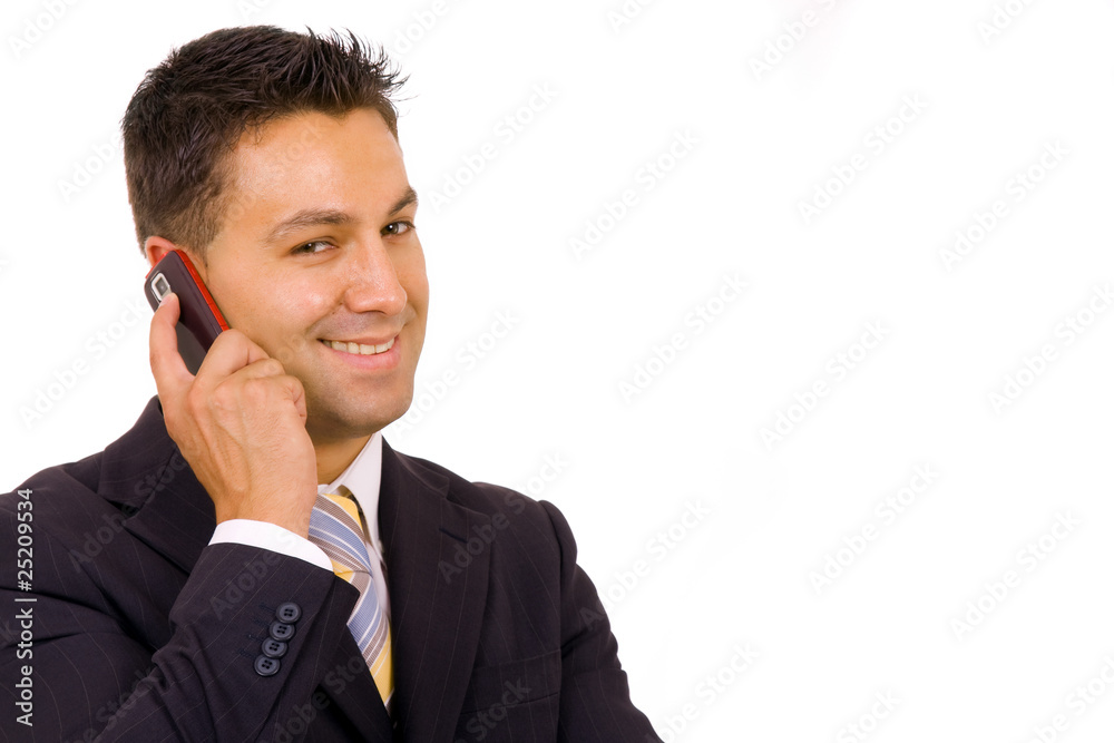 young business man on the phone, isolated on white young business man on the phone, isolated on white