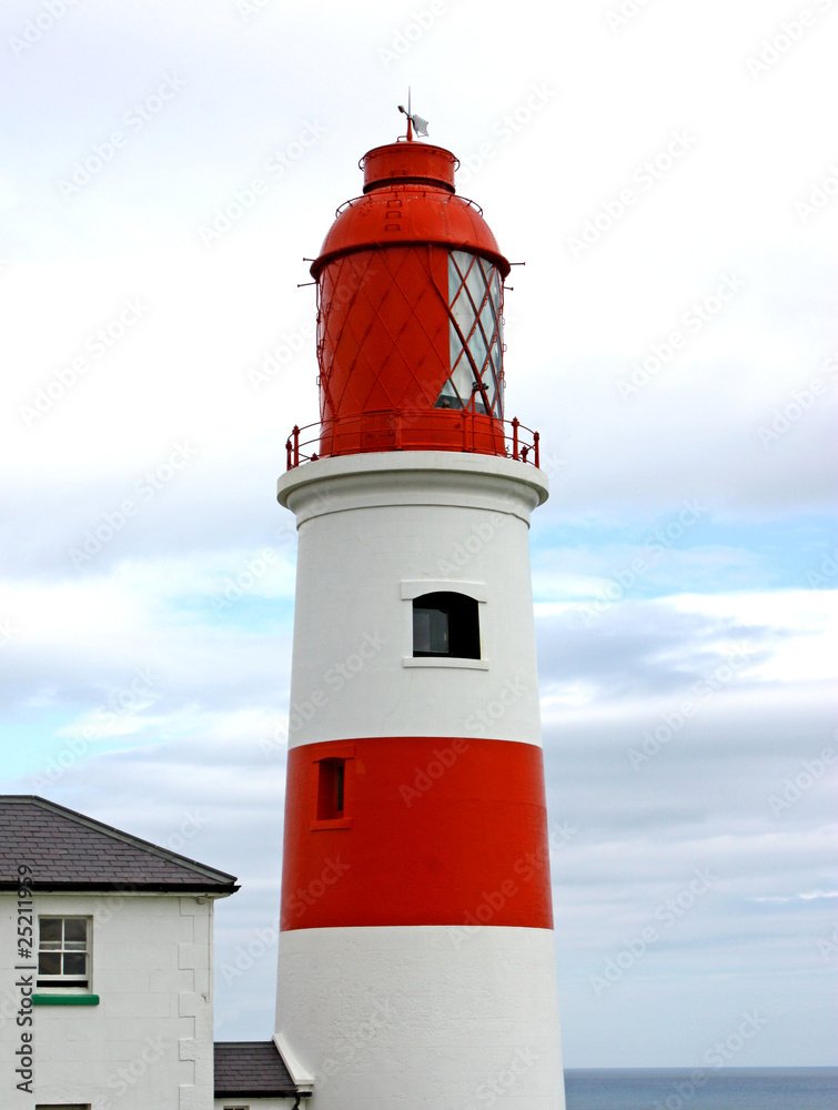 A Traditional British Red and White Lighthouse.
