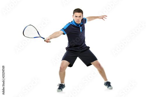 A squash player playing