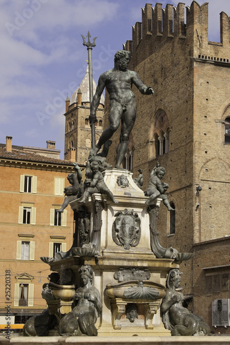 The Fountain of Neptune in Bologna. Italy, Europe