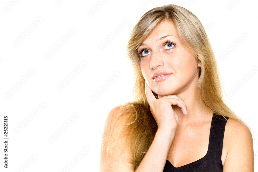 Beautiful young woman thinking Beautiful young woman thinking