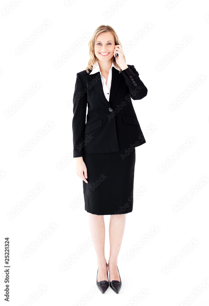 Pretty young businesswoman talking on phone Pretty young businesswoman talking on phone
