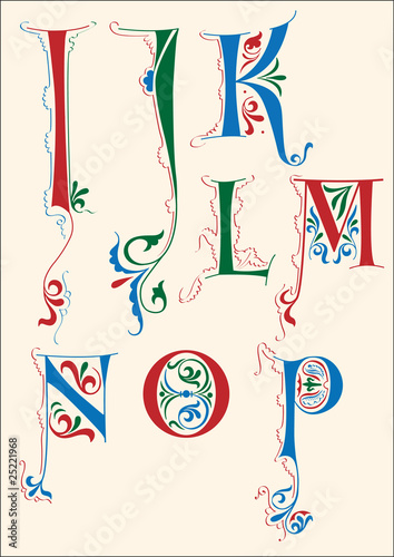 Medieval alphabet I-P