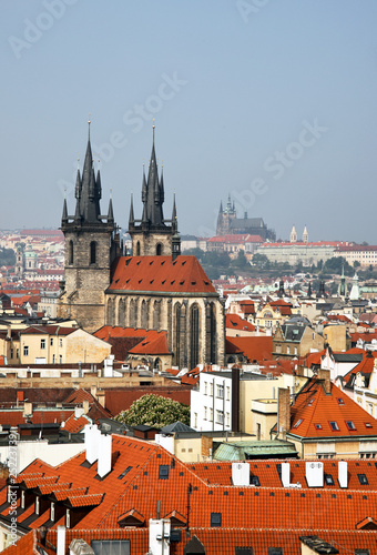Prag, Stadtansicht und Skyline vom Pulverturm