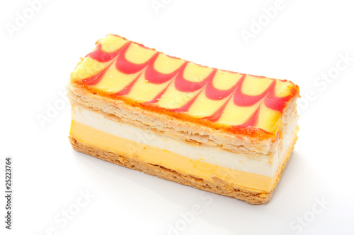 delicious Tompouce pastry over white background
