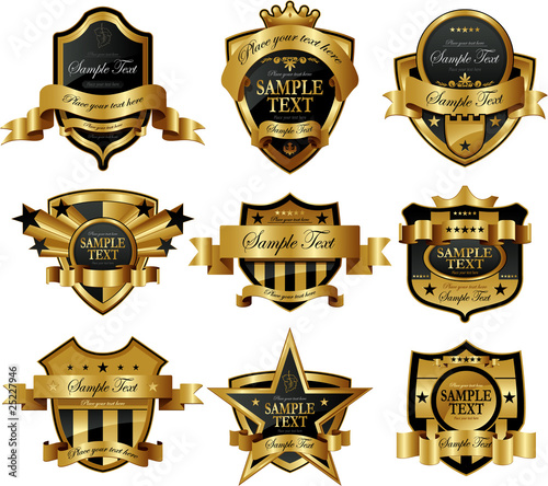 Decorative gold frame labels