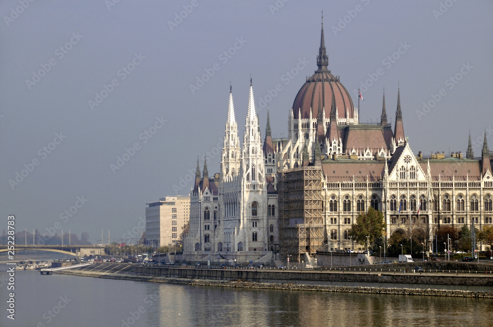 Parliament building along the Danube, Budapest, Hungary