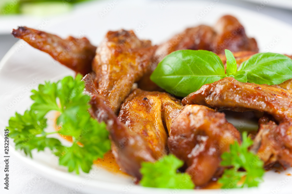 Roast chicken wings with fresh herbs