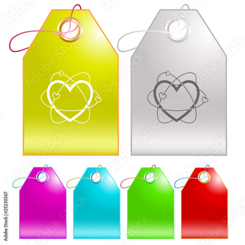 Atomic heart. Vector tags.