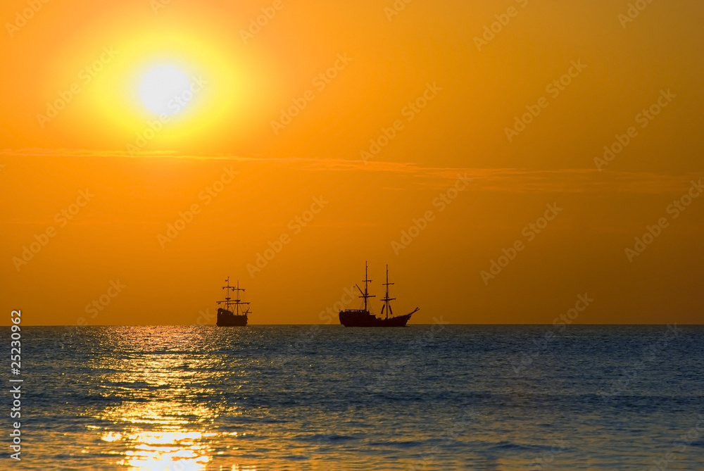 sailing ships at sea