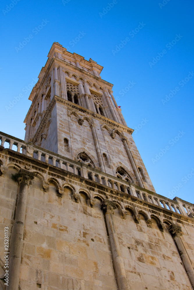 The bell tower of the cathedral city of Trogir, Croatia