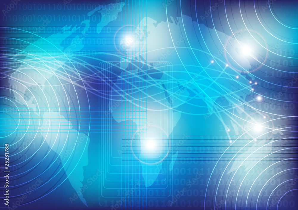 Background - Optical Fibers and Globe Background - Optical Fibers and Globe