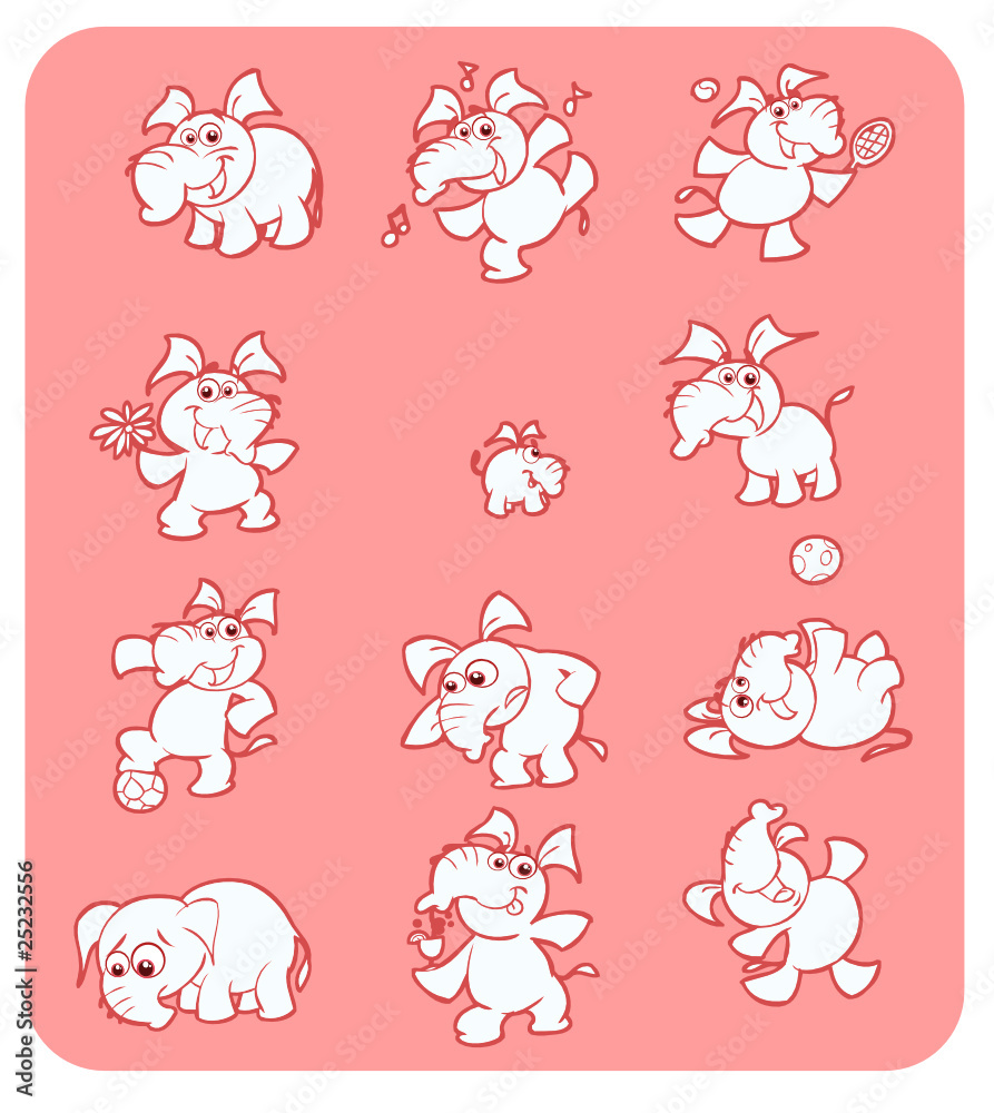collection of cute pink elephants