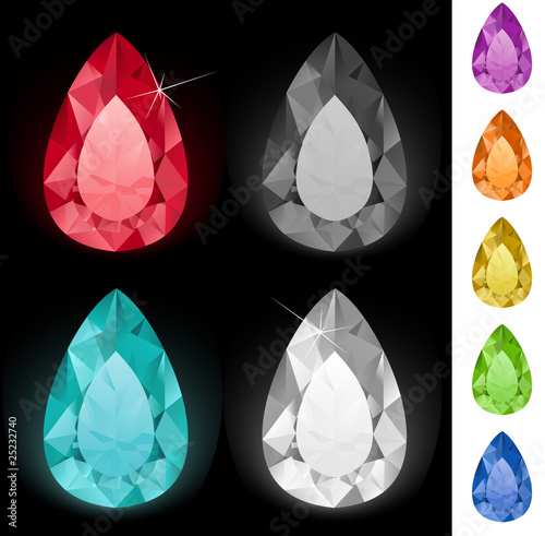 Tear-shaped gemstones collection