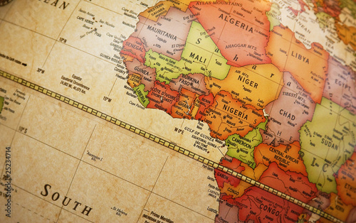 Canvastavla World map: Africa detail