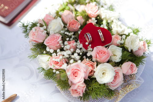 wedding rings in flowers