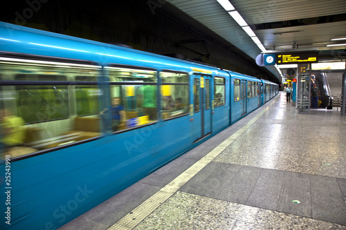 Train with speed in the station