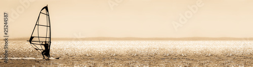 sepia toned windsurfer panorama