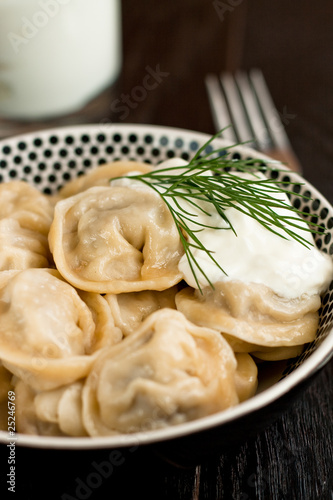 Russian pelmeni (meat dumplings)