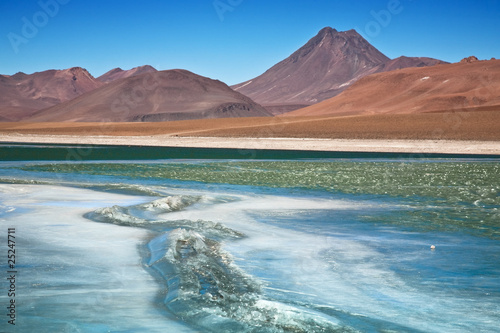 Diamond lagoon in Atacama desert, Chile