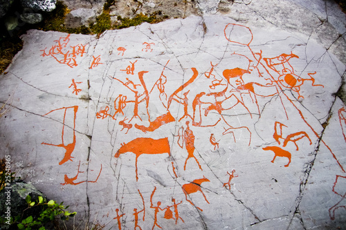 ancient rock carvings (petroglyphs) in Alta, Norway photo