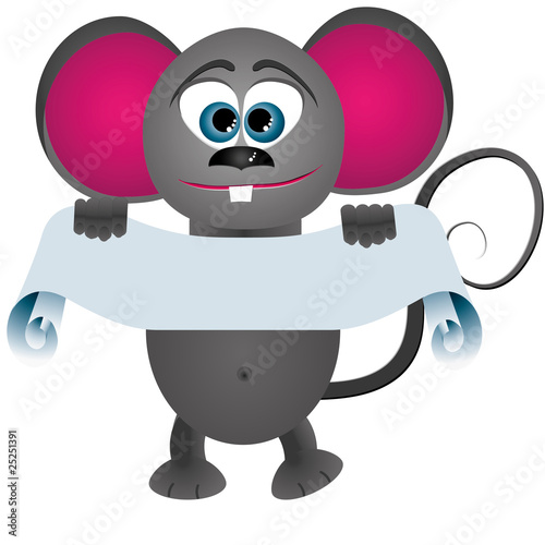 Mouse cartoon keeps scrol for text, vector illustration