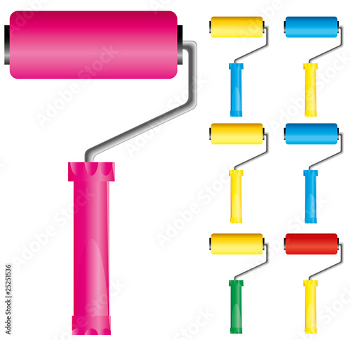 Set of paint roller brushes with variations of colors, part 1