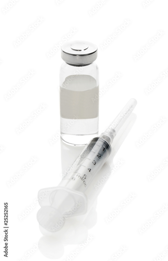 Syringe and vial with a medicine Syringe and vial with a medicine