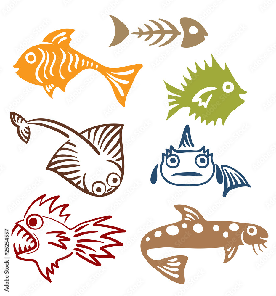 A set of abstract fish A set of abstract fish