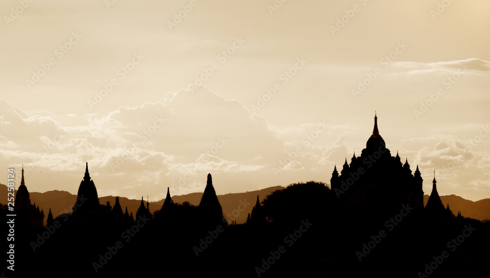 Silhouette The Temples of Bagan,Bagan,Myanmar