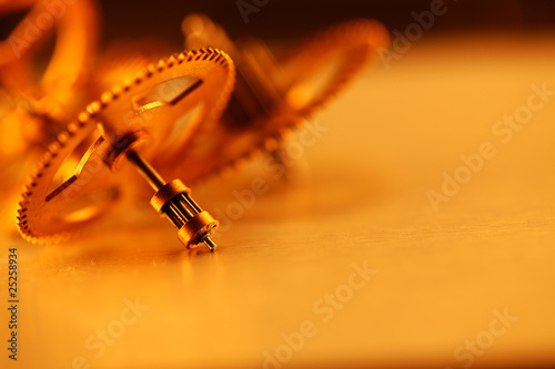 Gold gears old clockwork - macro with a depth of field