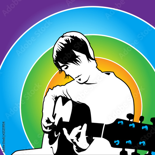 playing guitar vector illustration