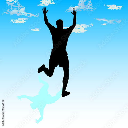 man jump to the sky vector silhouette illustration